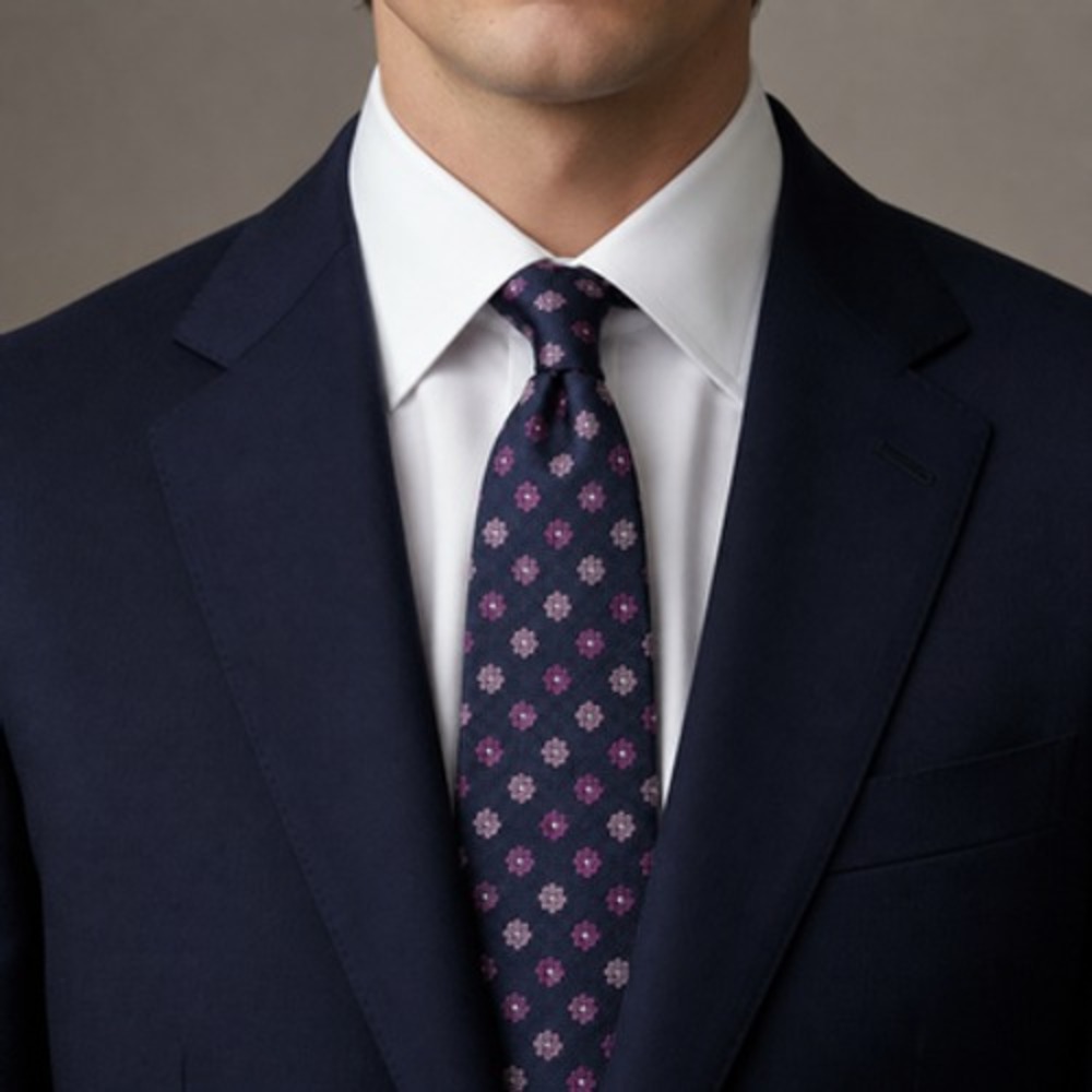 Brooks Brothers Tie Mens One Size Blue Floral Pure Silk Woven England USA